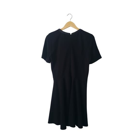 Madewell Fit & Flare Leather Trim Mini Dress Black Size Medium - Picture 5 of 9